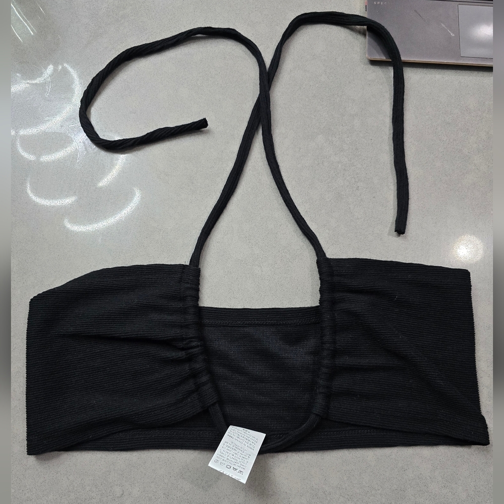 NWOT Chic Black Ribbed Tie Bralette​